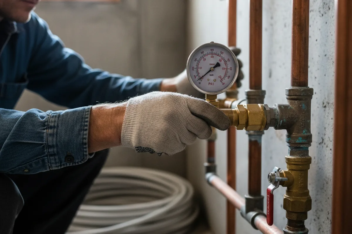 Pressure testing a repaired line during Water Line Repair in Stony Point